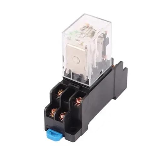 Relé de potencia HH52P-L DC 12V de 8 terminales de tornillo y base riel DIN 35mm