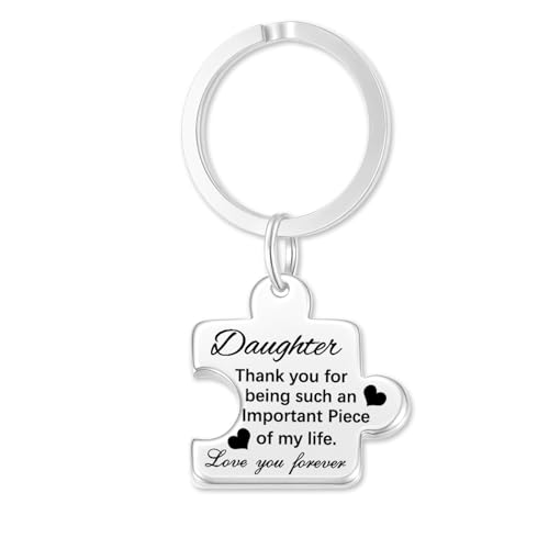 Image of Gifts for Daughter Key Chains Women Cute Puzzle Key Chain Stainless Steel Keychains for Women Jewelry Gift