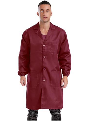 Image of CHICTRY Unisex Resistant Work Coat Lapel V Neck Long Sleeve Front Button Dustproof Jacket Lab Coat