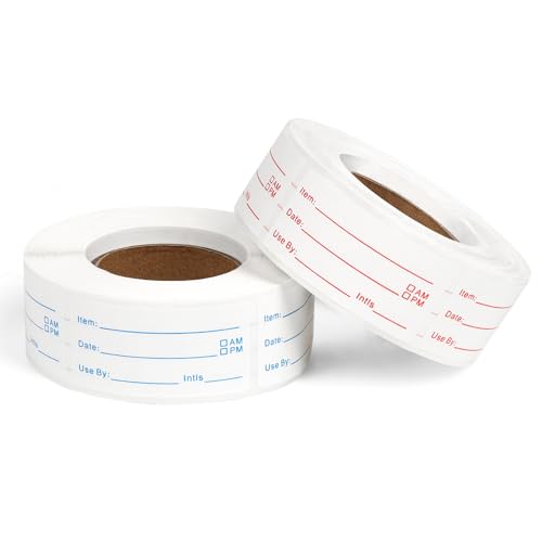 2 Rolls 1000 Pieces Food Labels Stickers, 1x2 inch Removable Food Storage Labels, Freezer Date Stickers for Refrigerator Containers Home and Restaurant Use