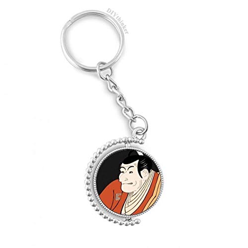 Llavero rotatorio de kimono estilo japonés con anillo de cadena para hombre