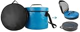BANCHELLE Collapsible Camping Bucket with Lid 5 Gallon for Traveling Fishing Gardening (Blue, 20L)