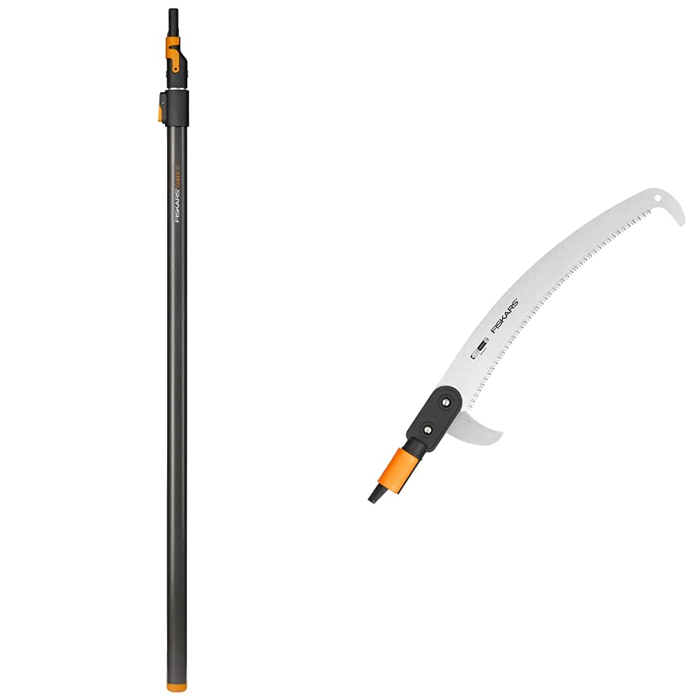 Fiskars Teleskop-Stiel für QuikFit Werkzeug-Köpfe + Wertastungssäge für Arbeiten an weit entfernten Stellen