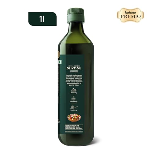 Image of Fortune Premio Cold Pressed Extra Virgin Olive Oil 1L | 100% Pure EVOO | Rich in Antioxidants | Ideal for Salads, Dressing & Light Cooking