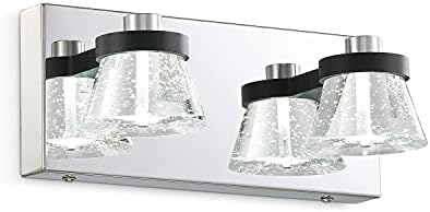 LED Lavatory Vainness Lights, BRIVOLART 2 Head Black 10W Bubble Crystal Wall Mirror Tub Mattress Sconces Vainness Lighting Fixtures (5500K)