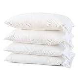 Micropuff - Juego de 4 fundas de almohada de microfibra cepillada suave y sin arrugas, color blanco
