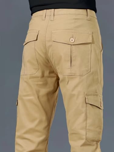 Image of Men's Cotton Cargo Pants Multi-Pocket,Comfortable Work Pants, Durable Trousers & Everyday Wear-CP-036