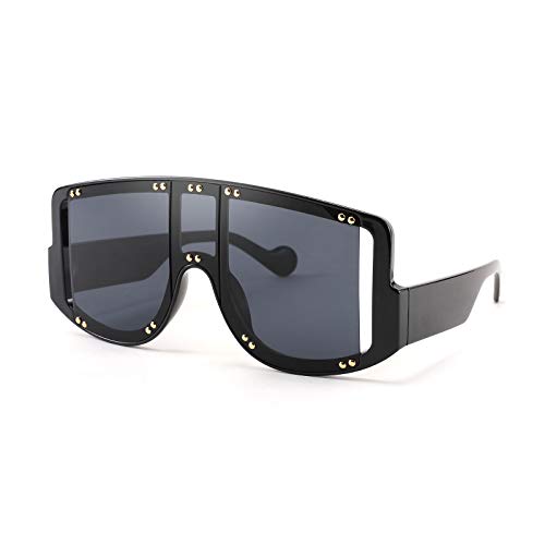 FEISEDY Oversized Fashion Square Women Sunglasses Big Frame Metal Rivet Unique Female Trend Shades B4029