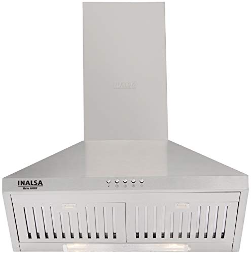 Inalsa 60cm, 950 m³/hr Kitchen Chimney Brio BF with SS Baffle Filter, Push Button Control, (Stainless Steel)
