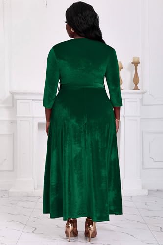 Image of Runwind Plus Size Dress for Women - 3 /4 Sleeve V Neck Maxi Dresses for Women (XL-6XL)