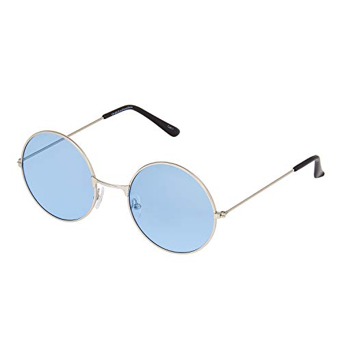 UltraByEasyPeasyStore Ultra Silberne mit Blau Klassische John Lennon Sonnenbrille Groß Stil Runde Sonnenbrille Damen Herren mit UV400 Schutz Männer Frauen Unisex Retro Sonnenbrille