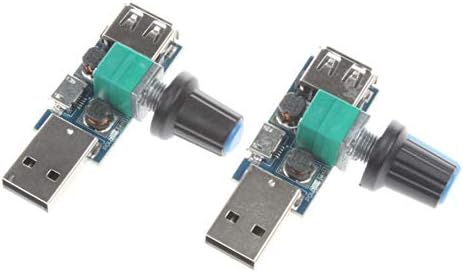 NOYITO 5V USB Fan Stepless Speed Controller Regulator with Switch Speed Module DC 4-12V to 2.5-8V 5W （Pack of 2）