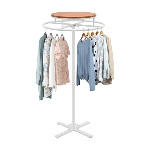 CNCEST Round Clothing Rack, 360° Rotatable Clothing Display Rack, 27.56
