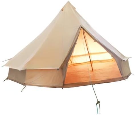 Miniatura 7 de Glamcamp Tienda Campana, 4 estaciones de lona de algodón transpirable Yurt Tent - wStove Jack, tienda de campaña de lujo al aire libre, suelo