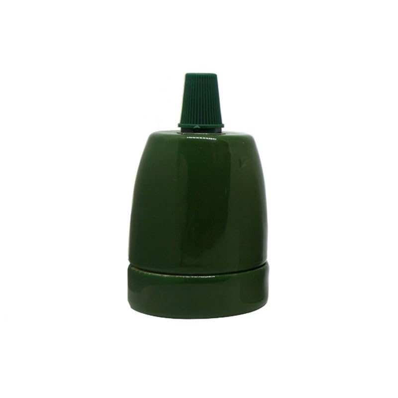 LEDSone 1PCs Vintage Ceramic Lamp Socket E27 Base Lamp Holder With Cord Grips, Industrial Porcelain Lamp Light Bulb Holder - Green