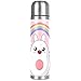 Kawaii Rabbit Rainbow Botella de agua a prueba de fugas, acero inoxidable, termo aislado para bebidas frías y calientes, 500 ml, para oficina, escuela, viajes
