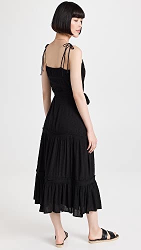 Image of PAIGE Women's Inesa Midi Dress Criss Cross Detail Tie Straps Thigh High Side Slit in Black