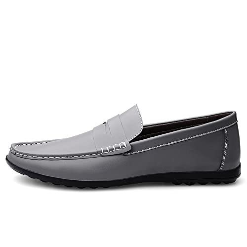 Mens Loafers Penny Loafers Round Toe Simple Leather Flat Heel Anti-Slip Lightweight Outdoor Wedding Slip-on3