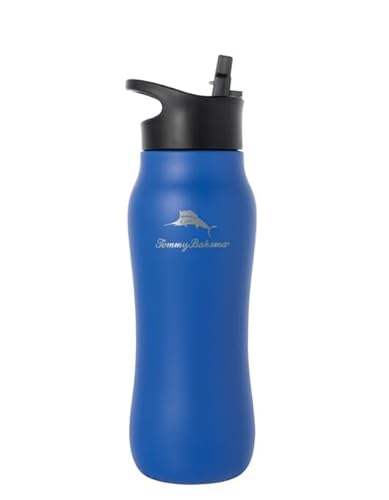 Tommy Bahama Vacuum Insulated Water Bottle with Chug Lid - Double-Wall Stainless Steel, BPA Free, Keep Drinks Warm for 6 Hours or Cold for 12 Hours - Americana Navy, 28oz