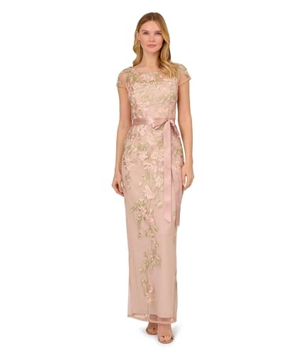 Adrianna Papell Womens Cascading Floral Colmn Gwn2