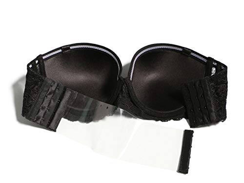 Plusexy Strapless Convertible Clear Straps Bra Underwire Invisible Backless Multiway Wedding Bras For Women Black 38C #TOP5