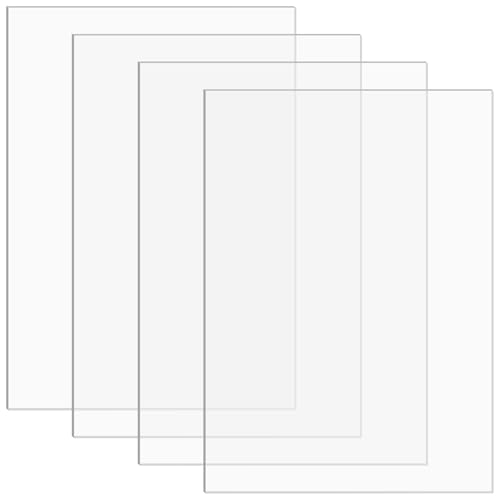 CHUIFAI Lot de 4 plaques acryliques de 3 mm - A3 - 42 x 29 cm - Plaque en verre acrylique transparent - Pour travaux manuels, cadres photo, projets de bricolage, peinture, présentation