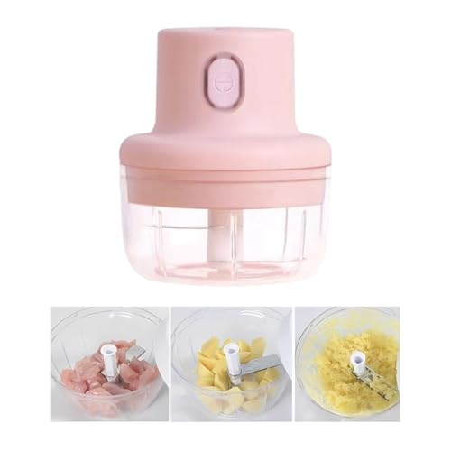 Picadora de ajo eléctrica – Mini procesador de alimentos de 100 ml y 250 ml, recargable por USB, cuchillas de acero inoxidable 304, trituradora de ajo sin BPA para verduras, carne, cebolla, chile (250