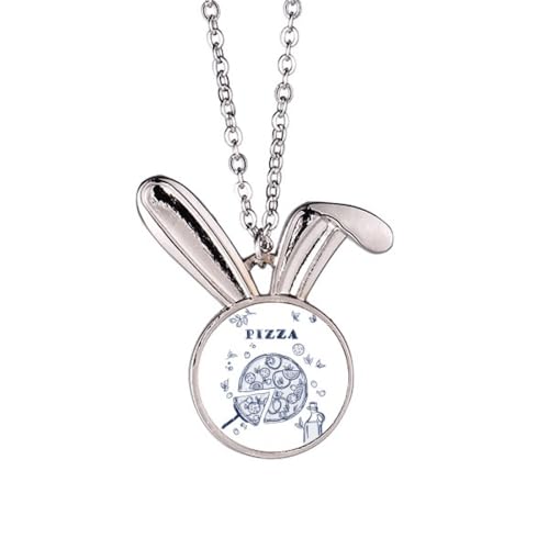 Collier lapin pizza italienne, pendentif dessin original pour femme et adolescent