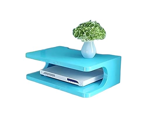 Image of Dime Store Setup Box Stand /Set Top Box Stand Wall Mount for Home Wall Shelf for Holding Speakers WiFi Router Game Console Remote Streaming Device (Standard, Blue)(Engineered Wood)
