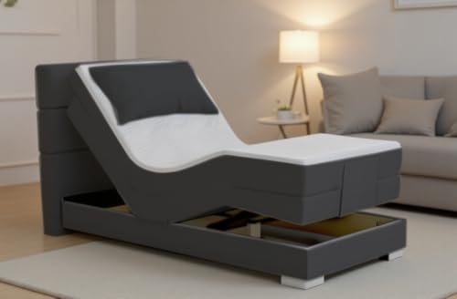 Boxspringbett ROM II elektrisch verstellbar 100x200 cm Anthrazit mit Motor und Kopfteilsteppung nach Wahl. Doppelunterfederung inkl. Matratze und Topper. Härtegrad nach Wahl (Anthrazit, 100x200) Boxspringbett ROM II elektrisch verstellbar 100x200 cm Anthrazit mit Motor und Kopfteilsteppung nach Wahl. Doppelunterfederung inkl. Matratze und Topper. Härtegrad nach Wahl (Anthrazit, 100x200)