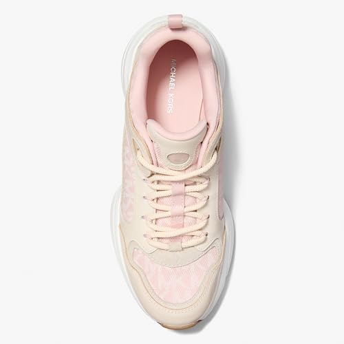 Michael Kors Women's Bowie Trainer, Shiny Optic White, Rosewater, 8.5