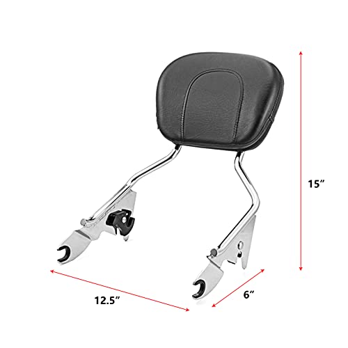 Mofun Detachable Sissy Bar Passenger Backrest With 4 Point Docking Hardware Kit Compatible With 2014-2023 Harley Touring Street Glide Road Glide Road King Electra Glide #TOP2