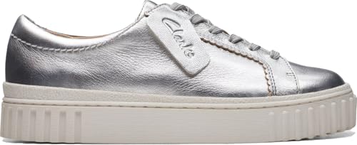 Clarks Premium Mayhill Walk Damen-Sneaker, Silber-Metallic, 41 EU, Silberfarben metallisch, 41 EU