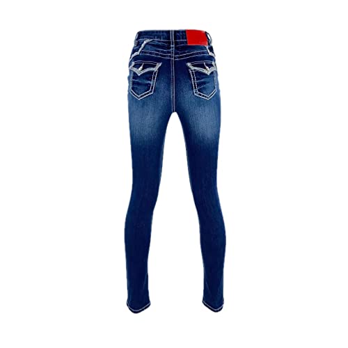 Women's Stretch Embroidered Sequins Stone Crystal Flap Back Pocket Slim Skinny Denim Jeans Pants4