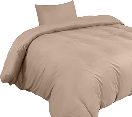 Image of Utopia Bedding Duvet Cover Set - Soft Microfiber Duvet Cover 135x200cm with Pillowcase 80x80cm - Bedding Duvet Cover Set - Beige | Microfibre duvet cover with zip, Oeko-Tex certified, easy to assemble, ideal for home and hotels