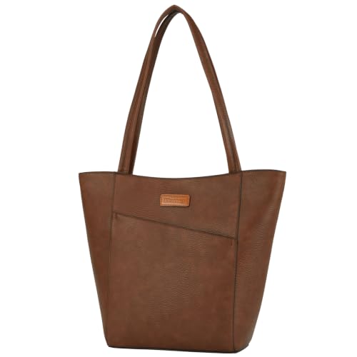 Image of Tote Bag for Women,Large Capacity Straw&Vegan Leather Tote Purses for Women,Shoulder Bags For Daily Travel Work Beach