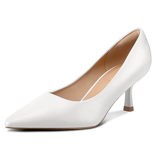 mysoft Kitten Heels for Women Low Heel Pumps 2 Inch Closed Toe Wedding Dress Shoes