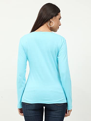 Image of FLEXIMAA Women's Cotton Plain Round Neck Full Sleeve T-Shirt