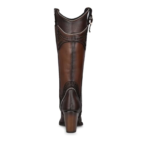 Image of Cuadra Women's Western Tall Boot Bovine Leather Pointed Toe Brown | 3F82RS