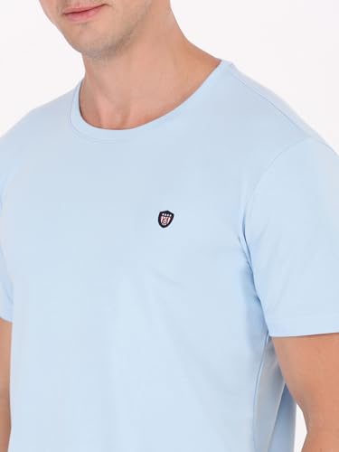 Image of Macroman M-Series Smartz Basics Half Sleeve Round Neck Stretch T-Shirt for Men, Cotton Blend (Pack of 1)