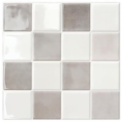 STICKGOO 10 Sheets Peel and Stick Backsplash - 9" x 9" 3D Adhesive Peel and Stick Tile Backsplash for Kitchen&Bathroom
