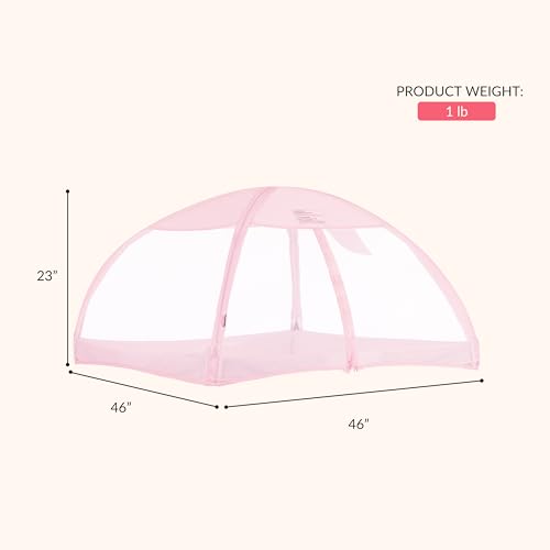 Image of Dream On Me Ziggy Canopy - Pink, Compatible with Ziggy Square Playpen, UV, Rain & Bug Protection, Foldable & Travel-Friendly