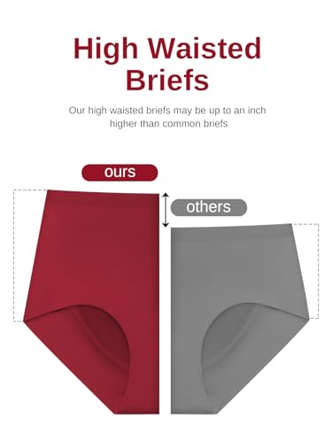 Womens Seamless Underwear High Waisted Full Coverage Briefs No Show Soft Breathable Panties 6 Pack