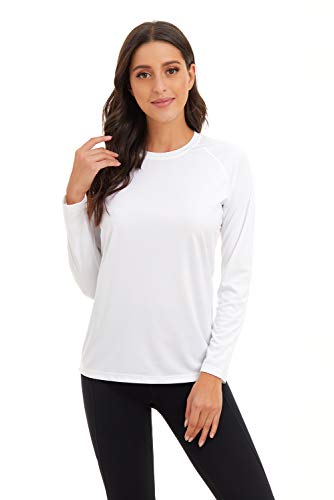 FANGJIN Chemise à Manches Longues pour Femme Protection Solaire UPF 50+ - Blanc - XX-Large Cover