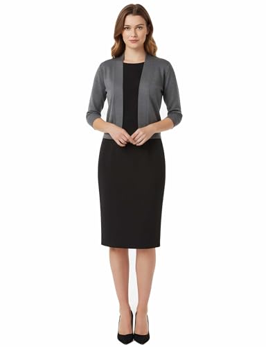 Image of Allsense Women's 3 /4 Sleeve Cropped Shrug Cardigan | Classic Bolero, Open-Front, Lightweight Soft Fine Knit Cover Up