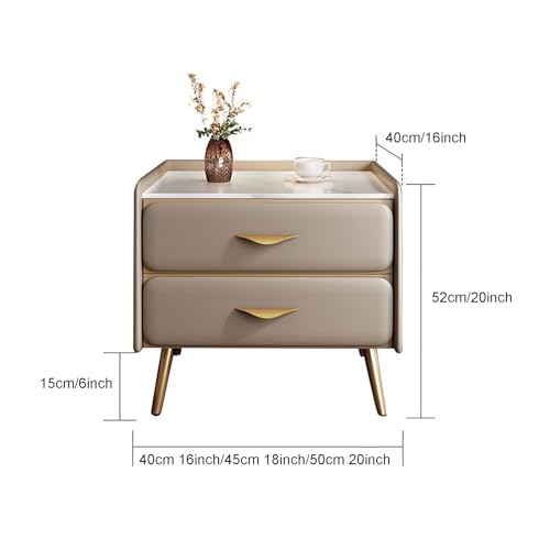 Table de chevet minimaliste moderne avec finition en cuir synthétique