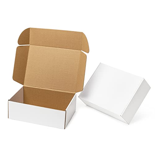 Mcfleet 24 Pack 12x9x4 Shipping Boxes - White Corrugated Cardboard Mailing Box Packaging for Small Business - Tab Locking Literature Mailer Flat Empty Gift Packing Supplies