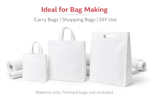 Image of Non Woven Fabric for Bag Making, Inner Lining & Home Utility | 90 GSM Extra Thick | 60 Inch Width | 5 Meter Length | Washable & Reusable | Fabric Material Only (White)