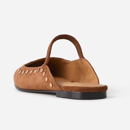 Flat Mules Sandals for Women Square Toe Mary Jane Flats Slip on Dressy Casual Slide Strappy Low Heel Backless Loafer Shoes4