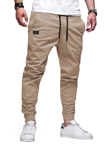 Image of JMIERR Mens Cotton Stretch Joggers Casual Twill Athletic Track Pants